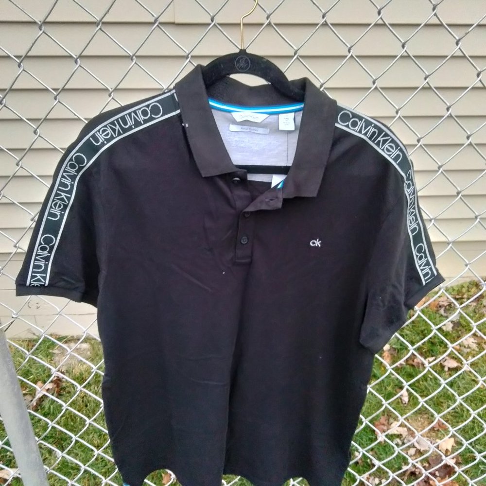 Calvin Klein Cotton Short Sleeve Black Polo Shirt Size Large
